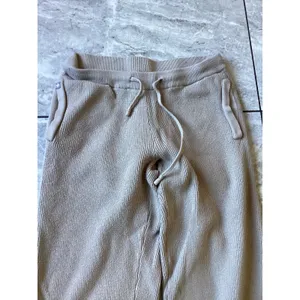 FIGS Ribbed Knit Wide Leg Lounge Pants Tan XS W18LW3003 Drawstring Pockets thumbnail 4