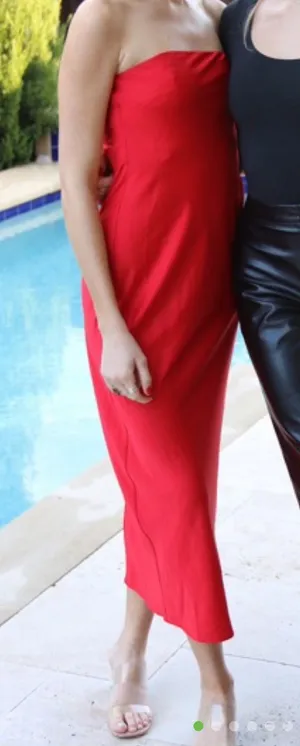 JCrew strapless Red Satin Dress thumbnail 1