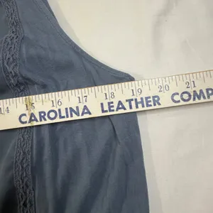 Ann Taylor LOFT Blue Sleeveless Crochet Lace Trim Blouse Top Large Boho‎ Whimsy thumbnail 7