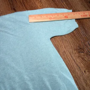 Bianco & Blu Cashmere Silk Wool‎ Knit Sweater Blue Teal Made in Italy Womens L thumbnail 10