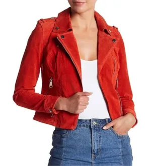Vero Moda Used Red suede leather jacket thumbnail 1
