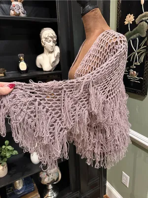 POL Lavender Fishnet Fringe Cardigan – Size Small (Fits S–L) thumbnail 6