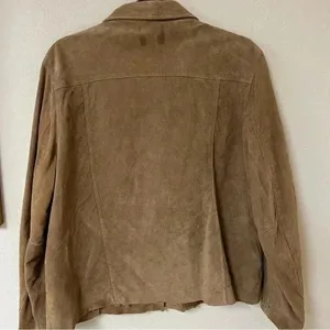 Chico's Womens Size 3 Suede 100% Leather Lined Tan Jacket With Metal Buttons thumbnail 8