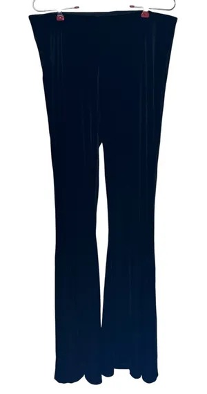 Free People Women's Pants Y2K Velour Flared Leg‎ Retro Glam Pull On Black Medium thumbnail 1