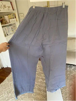 Misslook Wide Leg Cotton Gauze Pants Coastal Boho Beach Y2K Lagenlook Relaxed XL thumbnail 4