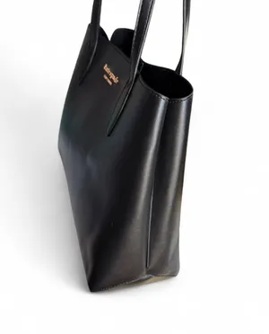 kate spade Black Leather Double-Handle Tote with Gold Logo thumbnail 5