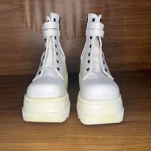 Demonia Shaker 52 Platform Boots White Vegan Leather gothic rave No size tag thumbnail 3