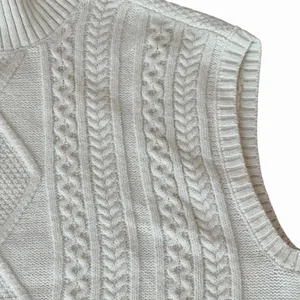 Vero Moda Women’s Sleeveless Cable Knit Sweater Turtleneck Cream Color Large thumbnail 3
