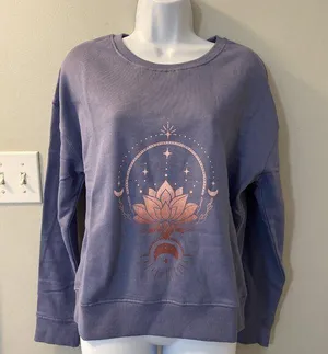 PACT 100% Organic Cotton Ombre Lotus Fleece Lined Slouchy Sweatshirt. 🪷large thumbnail 1