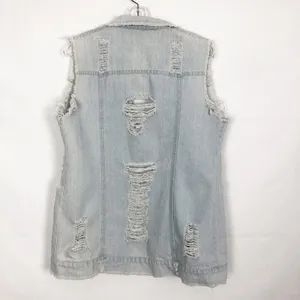 Distressed Denim Vest Womens Medium Long Length Western Cowgirl Rodeo Festival thumbnail 7