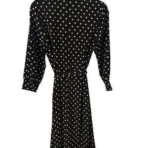 LDT Adrienne Polka Dot Black and White Belted Button Up Midi Dress‎ Size 8 thumbnail 2