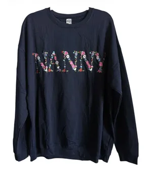 God Merch Embroidered Nanny Floral Sweatshirt Crewneck Navy Flower Grandma 2X thumbnail 1