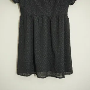 Altar'd State Black Mini Dress Floral Eyelet Puff Sleeve Size Large Party Girly thumbnail 3