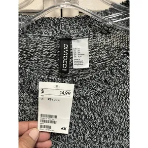 Divided H&M Black/White Sweater Round Neck Long Sleeve Size XS Ribbed‎ thumbnail 2