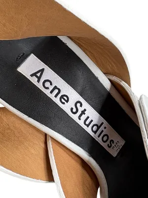 Like New Acne Studios Leather Pica Bamboo Heel Ankle Wrap Sandals White Size thumbnail 6