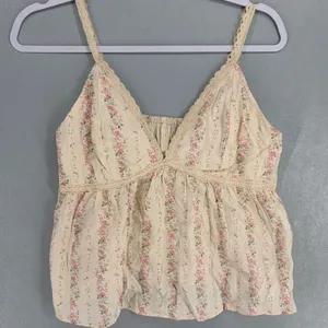 Cider Womens Camisole Floral Lace Trim Cottagecore Beige Medium thumbnail 2
