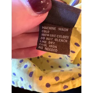 J McLaughlin Shirt Women 8 Yellow Purple Polka Dot Cotton‎ Collared Button Down thumbnail 11