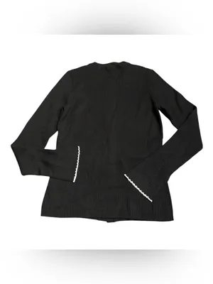 Madewell Whipstitched Longline Cardigan Merino Blend black white combo Sz L NWT thumbnail 6