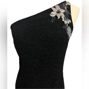 Vintage Jessica McClintock Black Asymmetrical One Shoulder Cocktail Dress thumbnail 7