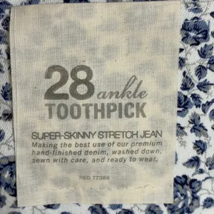 J.Crew Factory Toothpick Ankle Jeans 28 Blue White Floral Super Skinny 82835‎ thumbnail 8
