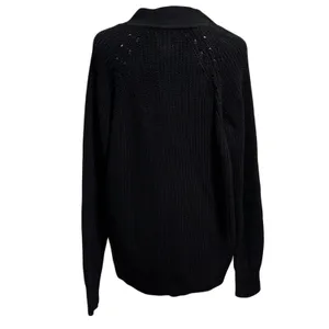 Gap Size M Cardigan Sweater 100% Cotton Chunky Ribbed Knit Black Button Front thumbnail 2