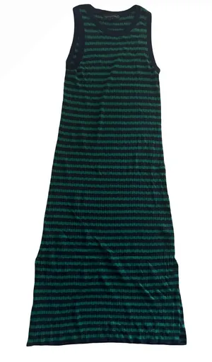 Banana Republic Black and Green Striped Sleeveless Maxi Dress thumbnail 1