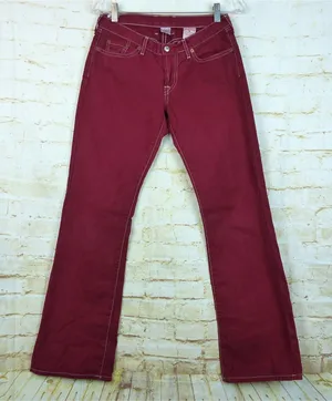 Lucky Brand Snapper Jean Womens 4 27 Burgundy USA Flare Low Rise Y2K F1RG020 thumbnail 1