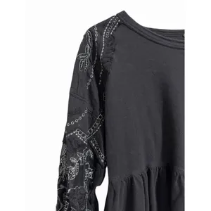 Free People‎ Penny Embroidered Peplum Top Black Women's Size XS thumbnail 7