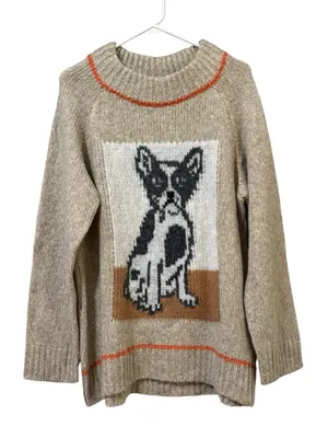 NWT Aerie Knit French Bulldog Sweater Women Size Medium Stretch Soft Fall Comfy thumbnail 1
