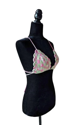 Handmade Checkered bikini Top thumbnail 4
