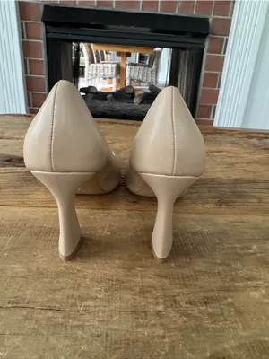 NEW IN BOX French Connection Nude Raven Pumps Flared Block Heel ~ size 10 thumbnail 8