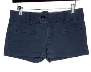Y2K Vintage American Eagle Blue Low Rise Mini Shorts Stretch Cotton Chino thumbnail 1