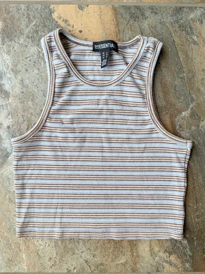 SWS Essentials Striped Crop Top Women's Size Large Comfy Casual thumbnail 5