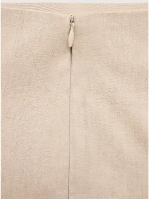 Mango Cotton Linen Flared Pants Beige Size 8/Large thumbnail 6