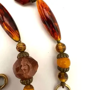 faux amber beaded long necklace Brown thumbnail 9