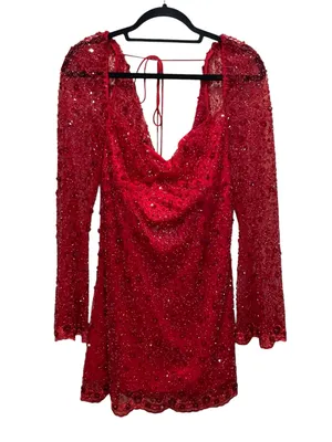 For Love & Lemons Gwendolyn Red Sequin Open Back Mini Dress Women’s Size Medium thumbnail 4