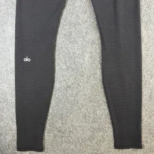 Alo Yoga High Waist Waffle Knit Leggings Charcoal Grey Tencel Blend Womens Small thumbnail 8