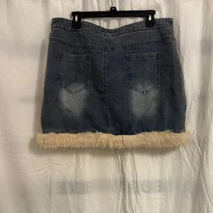 Chic Denim Mini Skirt with Faux Fur Trim thumbnail 5