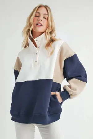 AEMI+CO Colorblock Pullover Blue Size L thumbnail 1