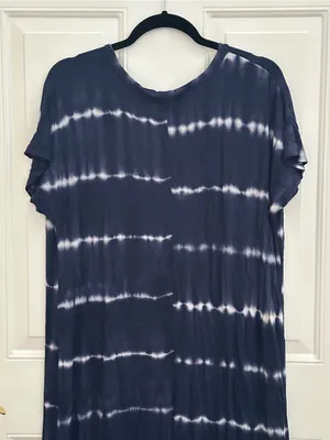 Hailey & co Women's Navy Tie-Dye V-Neck Maxi Dress size L thumbnail 7
