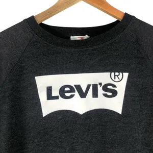 Levis Batwing Logo Graphic Sweatshirt Charcoal Heather Raglan Pullover Size M thumbnail 3