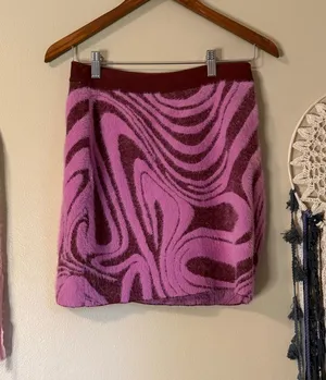 Anthropologie Fuzzy Mod Print Sweater Skirt Size Medium thumbnail 1