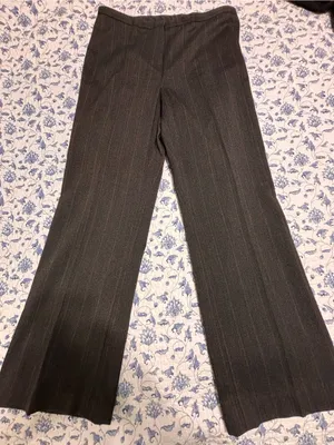 CALVIN KLEIN Petites Dress Pants 8P Wide Leg Gray Pinstripes Trousers Officewear thumbnail 1