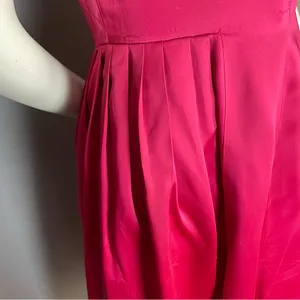 Vintage 1950s Dress A-Line Pink‎ Sleeveless Retro Satin FLAWS Handmade Zip-Up thumbnail 17