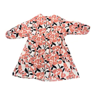 Marimekko Eea Perho Dress Women 44 Coral Black Floral Empire Waist Excellent thumbnail 4