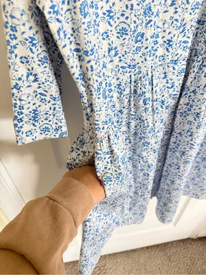 Tuckernuck Royal Shirt Dress in Blue Floral thumbnail 5