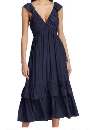 Ramy Brook Nelly Dress Midi MSRP $495 Size XXS Navy Blue Flowy Cocktail NWT thumbnail 13