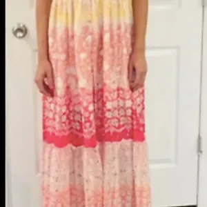 NEW House Of Harlow 1960 Ruffled Tiered Floral Metallic Maxi‎ Dress thumbnail 5