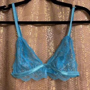 Free‎ People Bright Eyes Romantic Coquette Blue Sheer Lace Bralette Small NWOT thumbnail 1