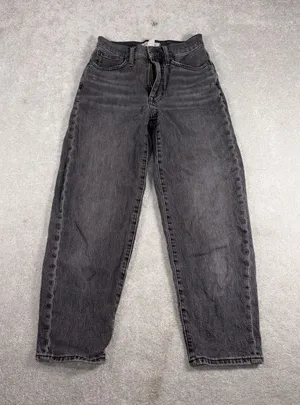 Madewell Jeans Womens‎ 23 Black Washed Balloon Relaxed Tapered High Rise Barrel thumbnail 1